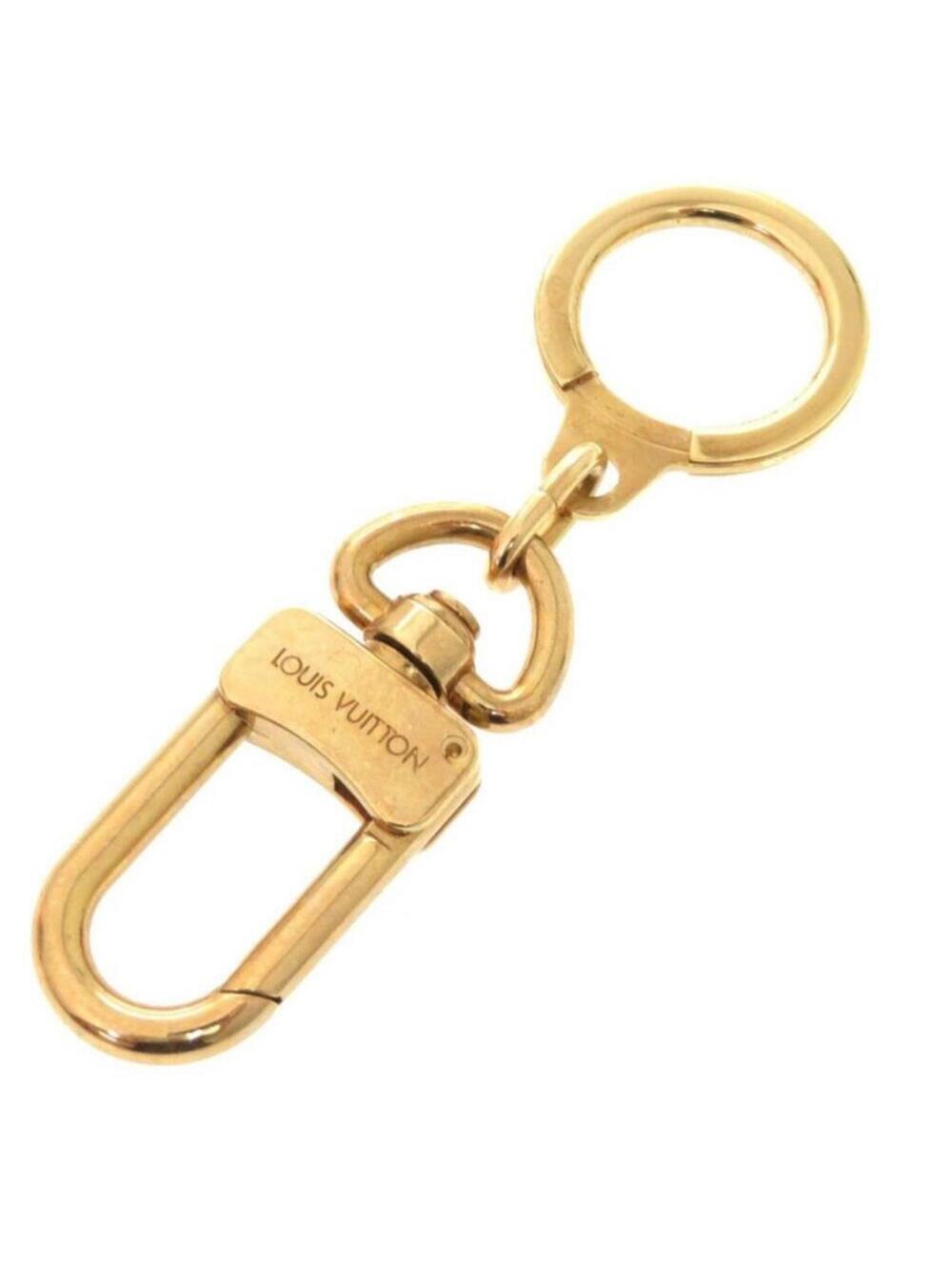 Louis Vuitton gold Bag Charm Keychain Made in Italy Carabiner Ring Slide EC